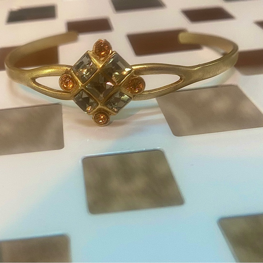 NWOT Golden Cuff Bangle Bracelet with Gemstone Embellishment